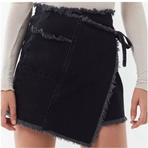 BDG Urban Outfitters Washed Black Mini Wrap Denim Skirt